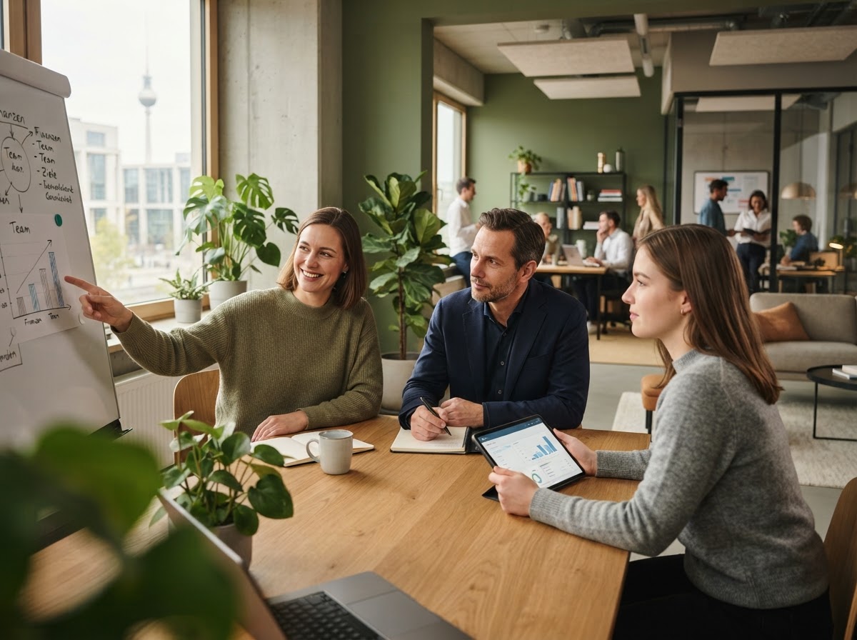 Vermokliva-Geld Team bei der Analyse von Finanzdaten im Büro